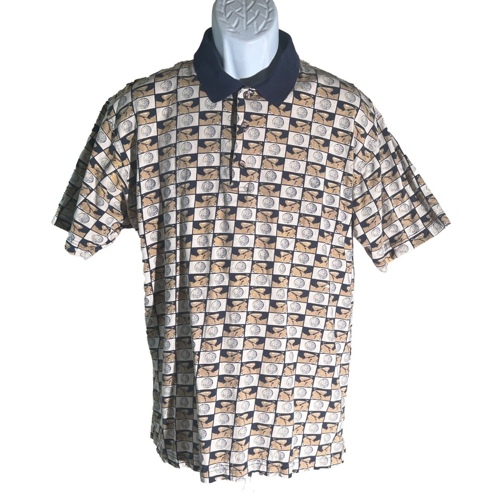 GOLF CLASSICS Men's Short Sleeve Button Down Golf Polo Shirt Large